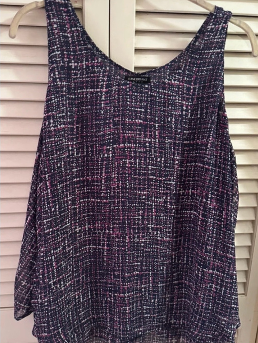 Lane Bryant Navy Tank Top with Pink and White Tweed Print